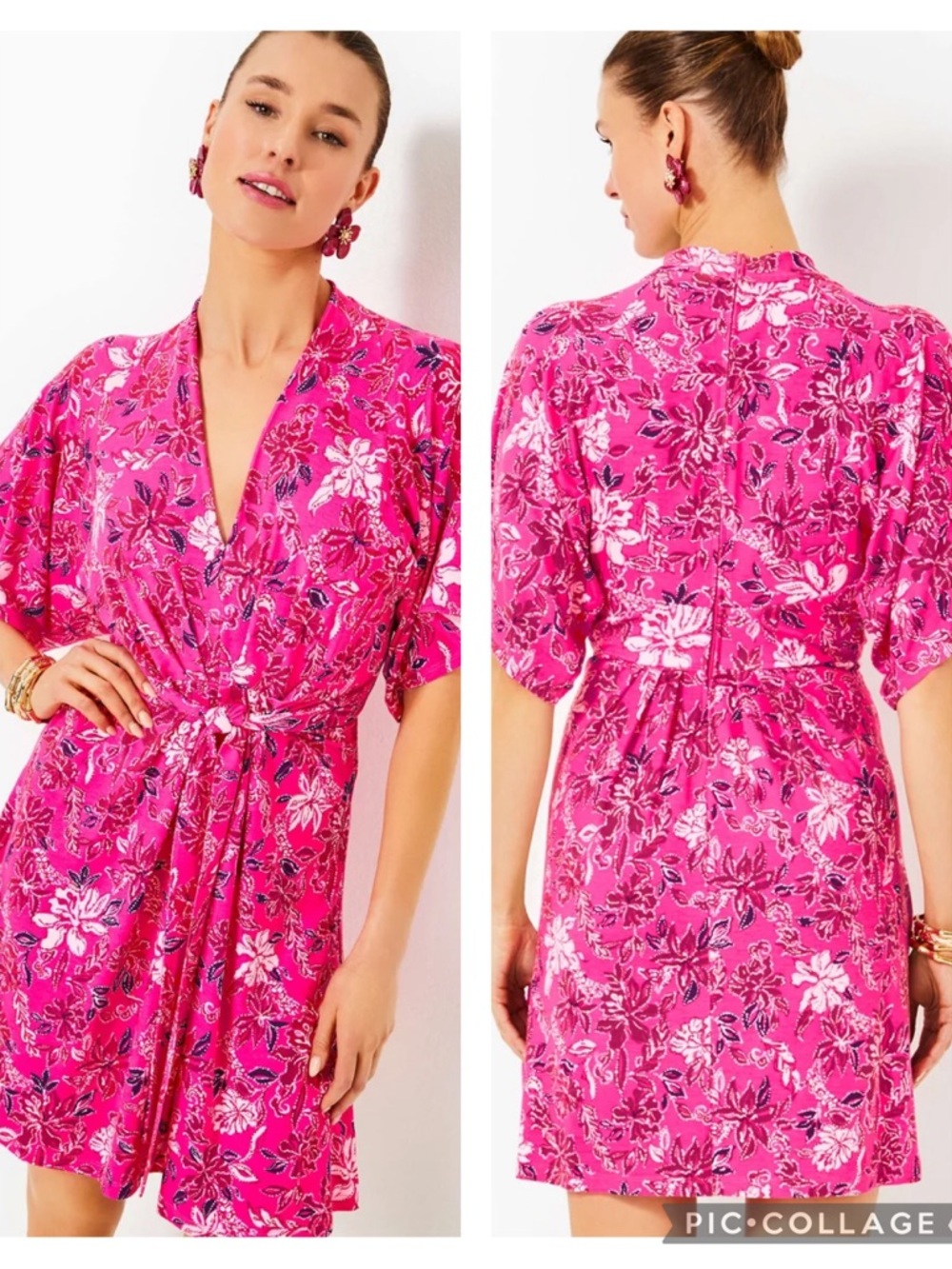 NWT Lilly Pulitzer Wisteria V-Neck Dress - Passion Fruit Pink Giraffic Park